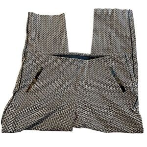 Chico’s Dress Pants Pull On Brown Abstract Faux Leather Office Size: 3T 16